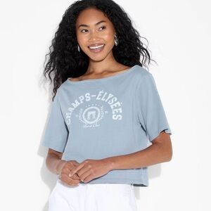 Wild Fable Light Blue Graphic Crop Top